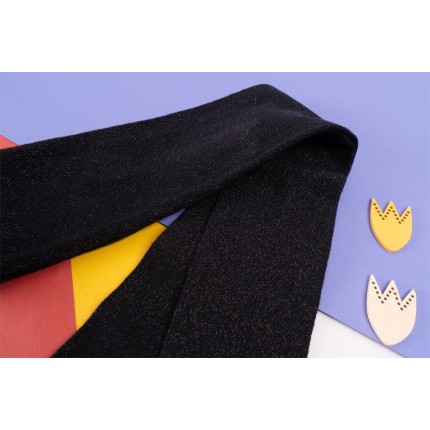 Czarne rajstopy bawełniane z czarną błyszczącą nitką dziewczęce brokatowe