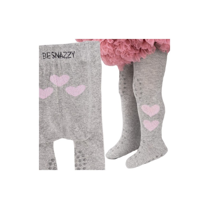 RAJSTOPY do RACZKOWANIA 3x ABS szare z sercami wzór 698