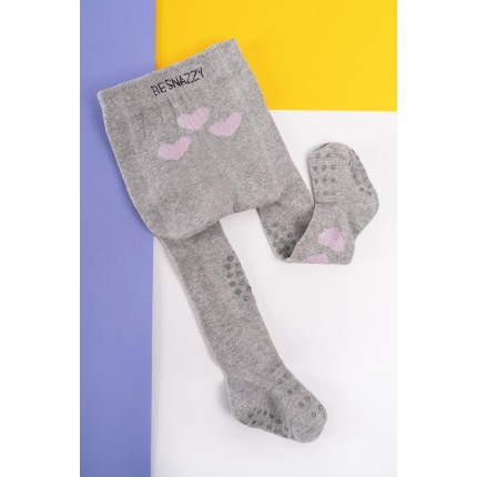 RAJSTOPY do RACZKOWANIA 3x ABS szare z sercami wzór 698