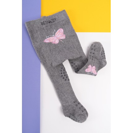RAJSTOPY do RACZKOWANIA 3x ABS szare z motylem wzór 700