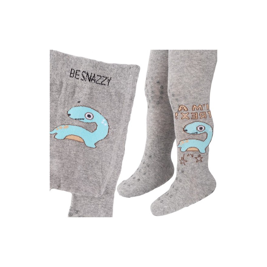 RAJSTOPY do RACZKOWANIA 3x ABS szare z dinozaurem wzór 695