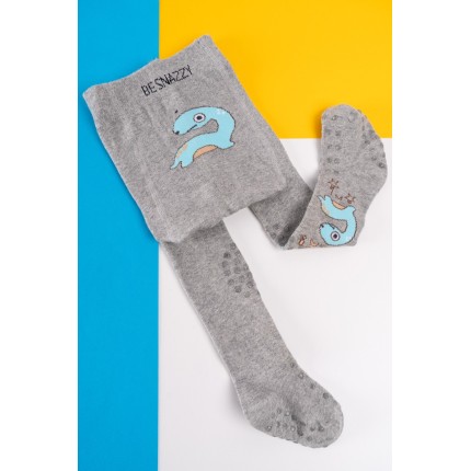 RAJSTOPY do RACZKOWANIA 3x ABS szare z dinozaurem wzór 695