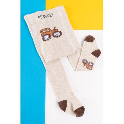 RAJSTOPY do RACZKOWANIA 3x ABS beżowe z traktorem wzór 693