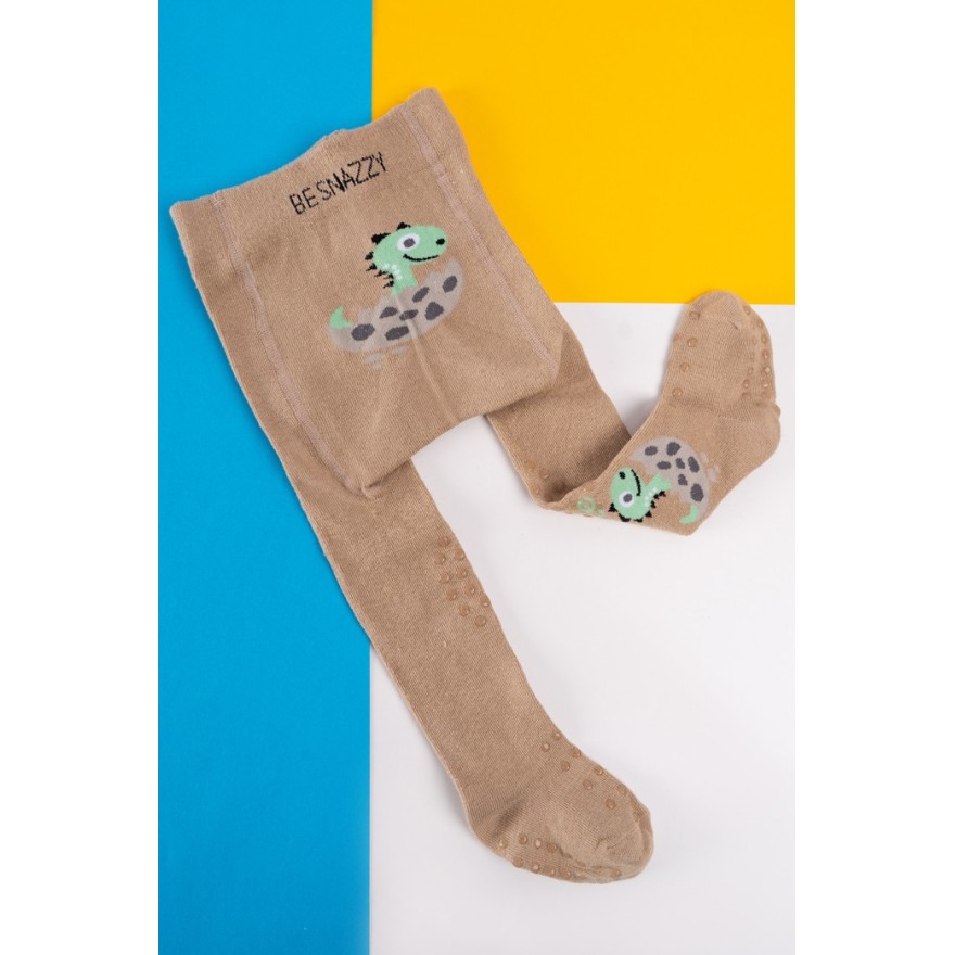 RAJSTOPY do RACZKOWANIA 3x ABS beżowe z dinozaurem wzór 692