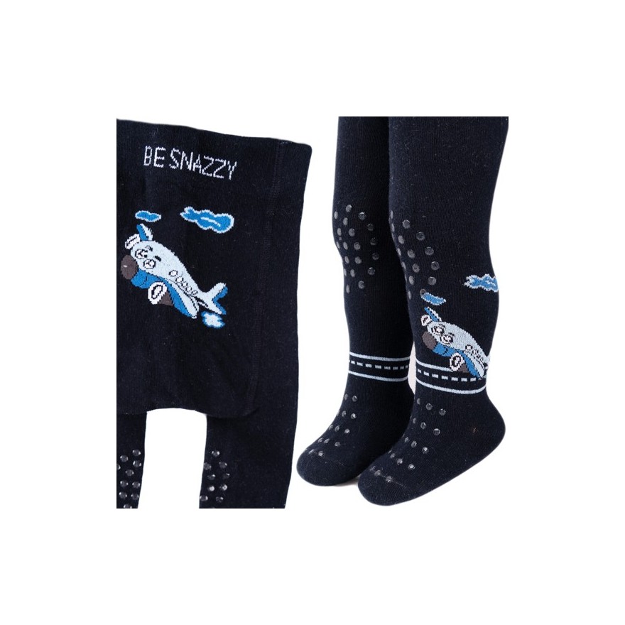 RAJSTOPY do RACZKOWANIA 3x ABS granatowe z samolotem wzór 691