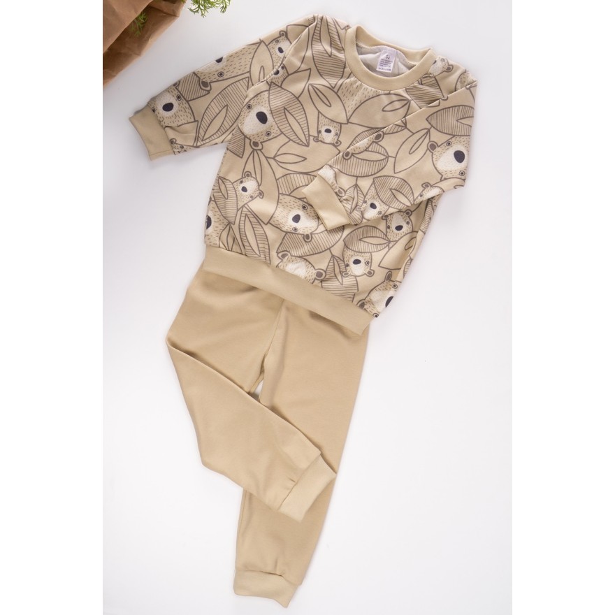 Beżowa PIŻAMA w misie długi rękaw wzór 339b