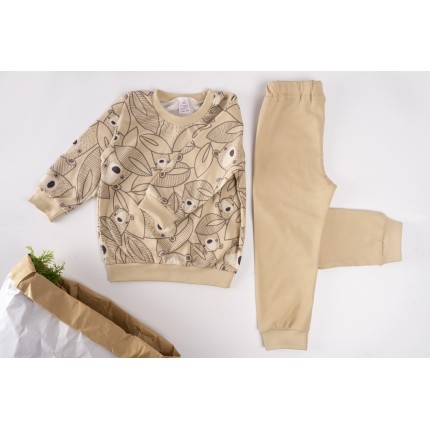 Beżowa PIŻAMA w misie długi rękaw wzór 339b