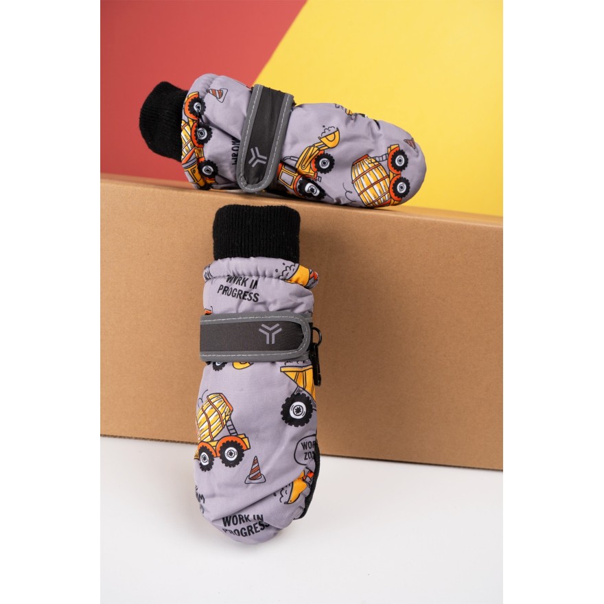 Szare rękawiczki narciarskie 1P w betoniarki r.110-116