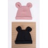 2PAK CZAPKA niemowlęca bawełniana róż czarny prążek uszy wyprawka