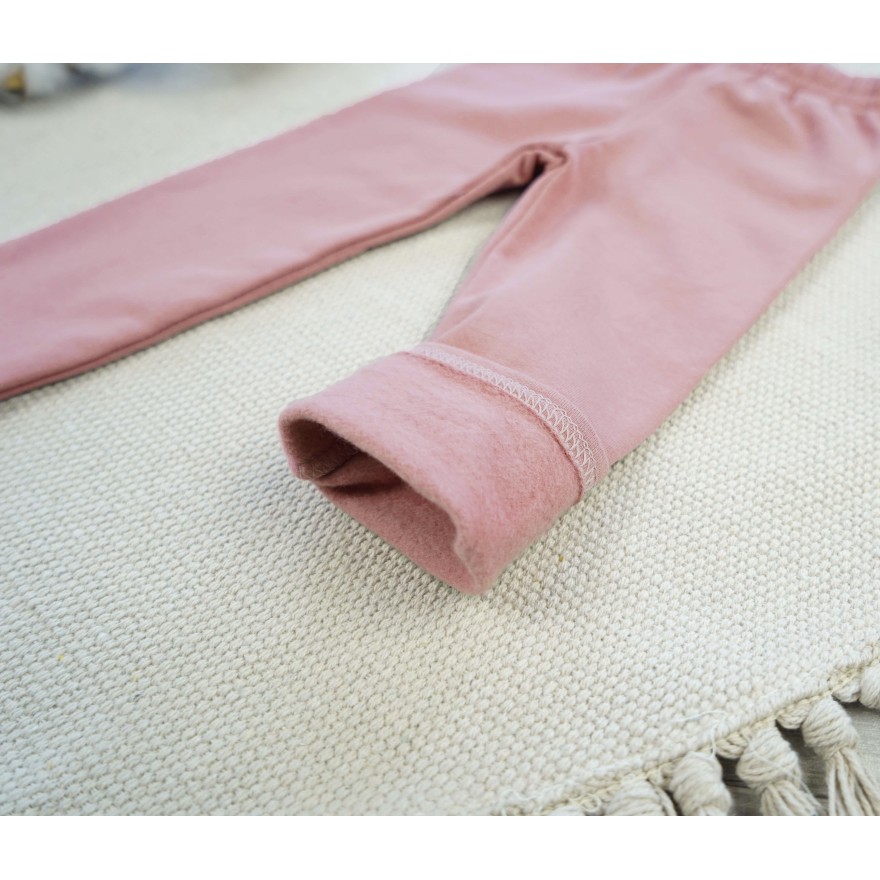 Pudrowo różowe LEGGINSY GETRY ocieplane na meszku