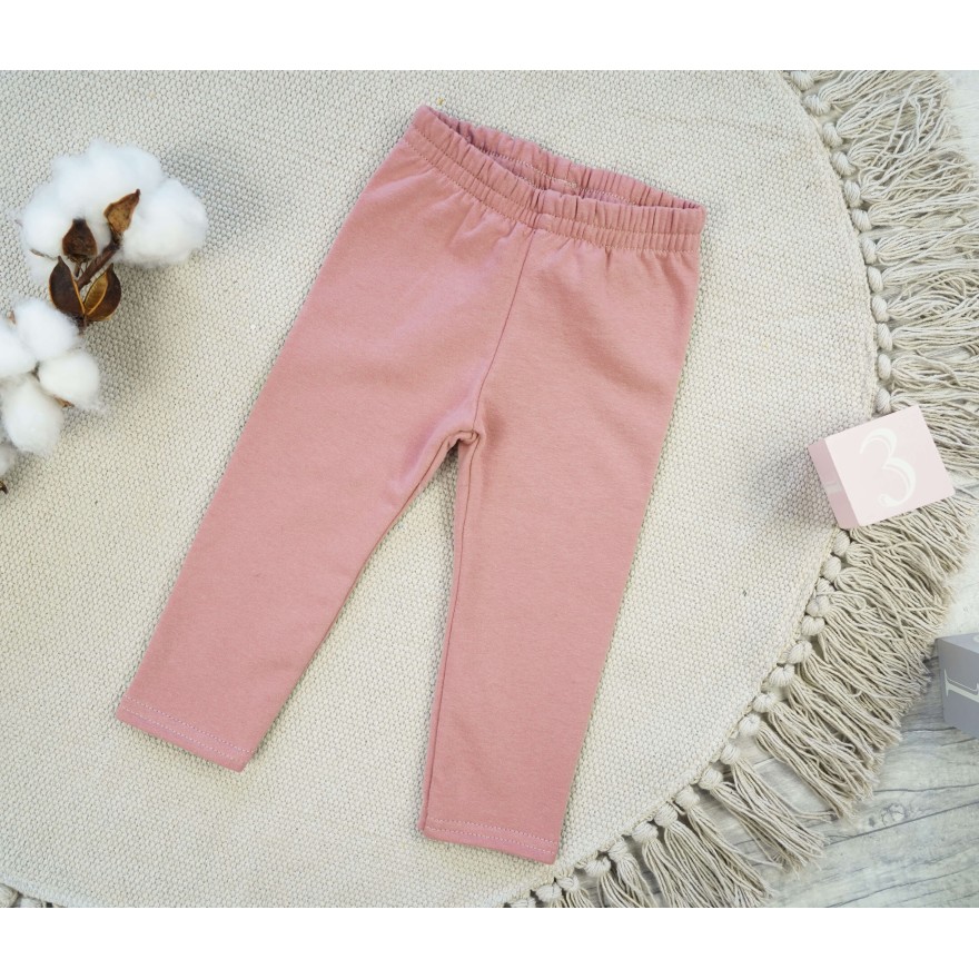 Pudrowo różowe LEGGINSY GETRY ocieplane na meszku