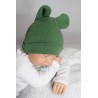 2PAK CZAPKA niemowlęca bawełniana zielony granat prążek uszy wyprawka