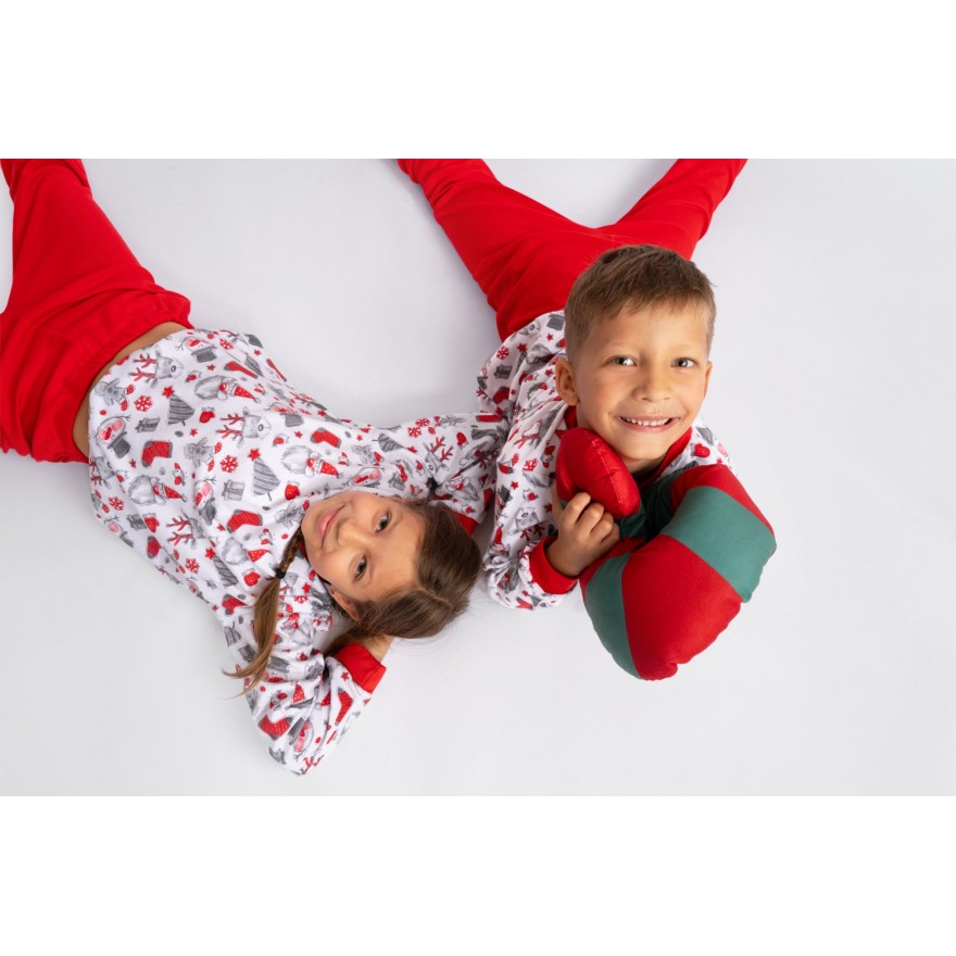 Czerwona PIŻAMA święta długi rękaw wzór 415