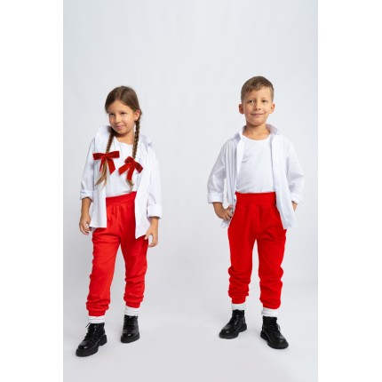 Likwidacja Czerwone spodnie bawełniane lekkie z wyciąganą gumką bezuciskowe NEON