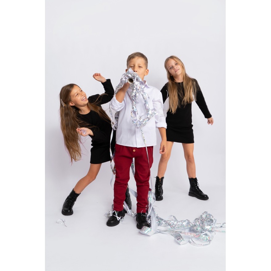 Bordowe eleganckie spodnie wizytowe z wyciąganą gumką prążek slim święta