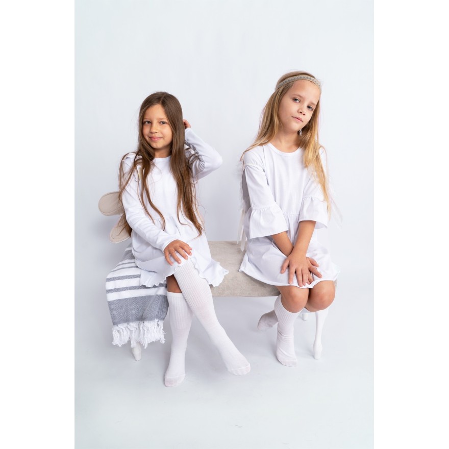 Biała SUKIENKA gładka z falbanką długi rękaw komunia jasełka święta