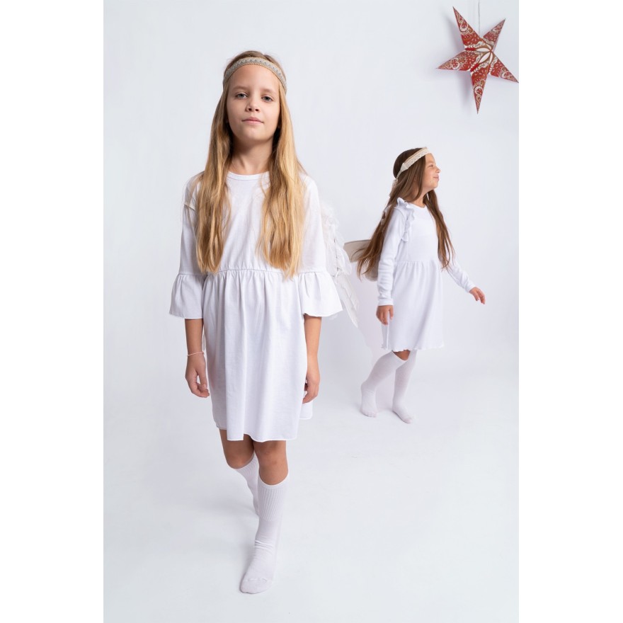 Biała SUKIENKA IGA z falbanką przy rękawach komunia pokomunijna święta