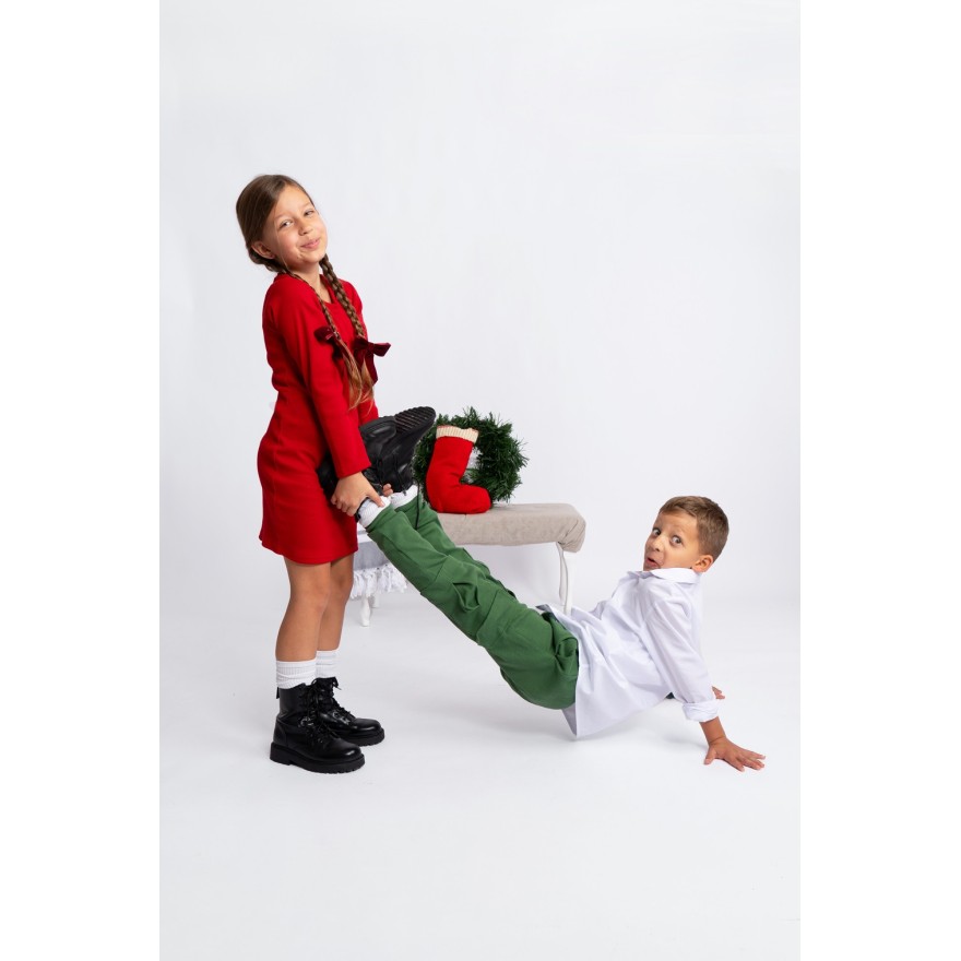 Khaki BOJÓWKI z kieszeniami spodnie bawełniane PRĄŻEK regulowane w pasie