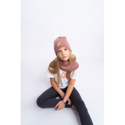 Merino komin różowy dziecięcy 100% wełna one size jesień zima