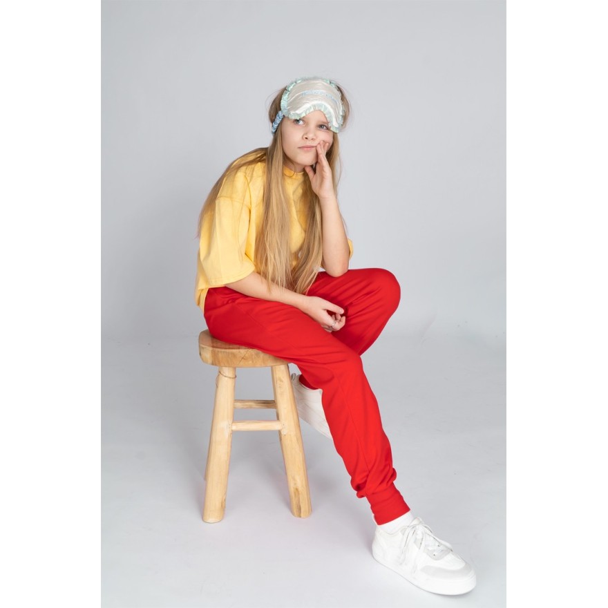 Czerwone spodnie bawełniane lekkie regulowane w pasie bezuciskowe NEON FRESH