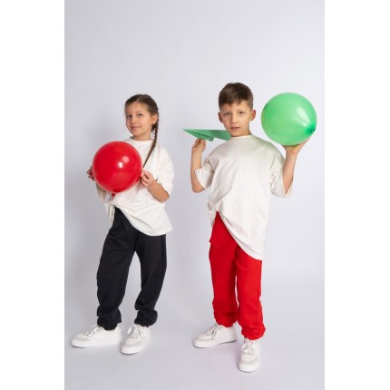 Czerwone spodnie bawełniane lekkie regulowane w pasie bezuciskowe NEON FRESH