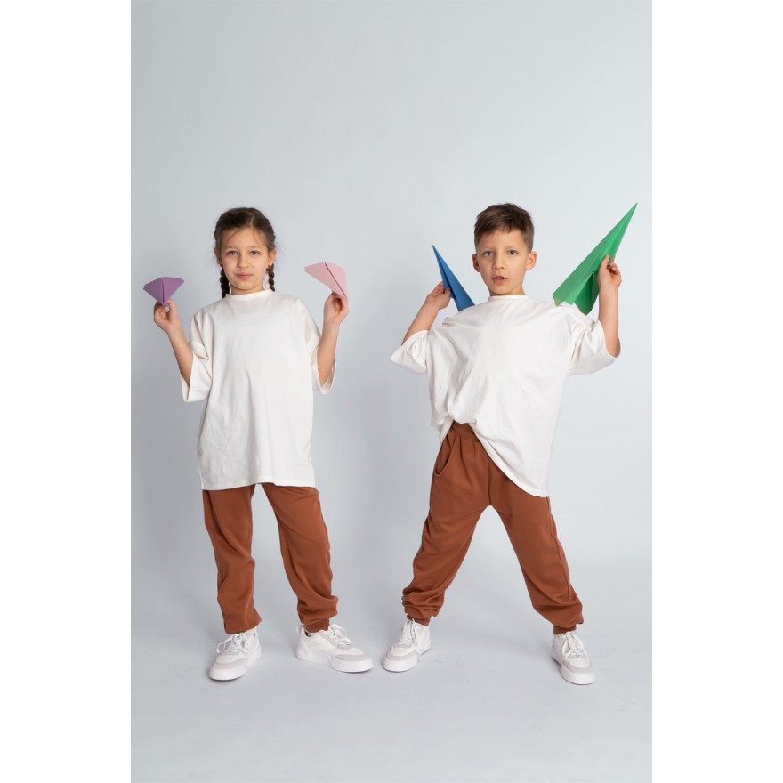 Brązowe spodnie bawełniane lekkie regulowane w pasie bezuciskowe NEON FRESH