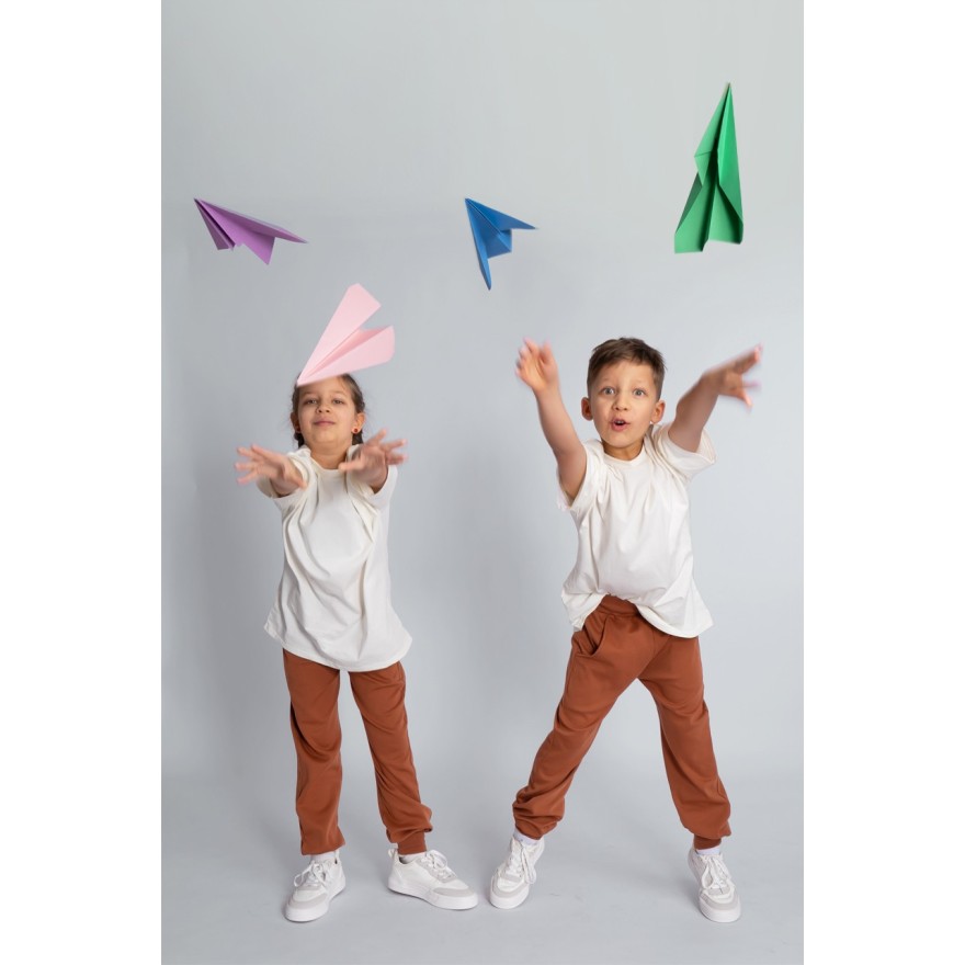 Brązowe spodnie bawełniane lekkie regulowane w pasie bezuciskowe NEON FRESH