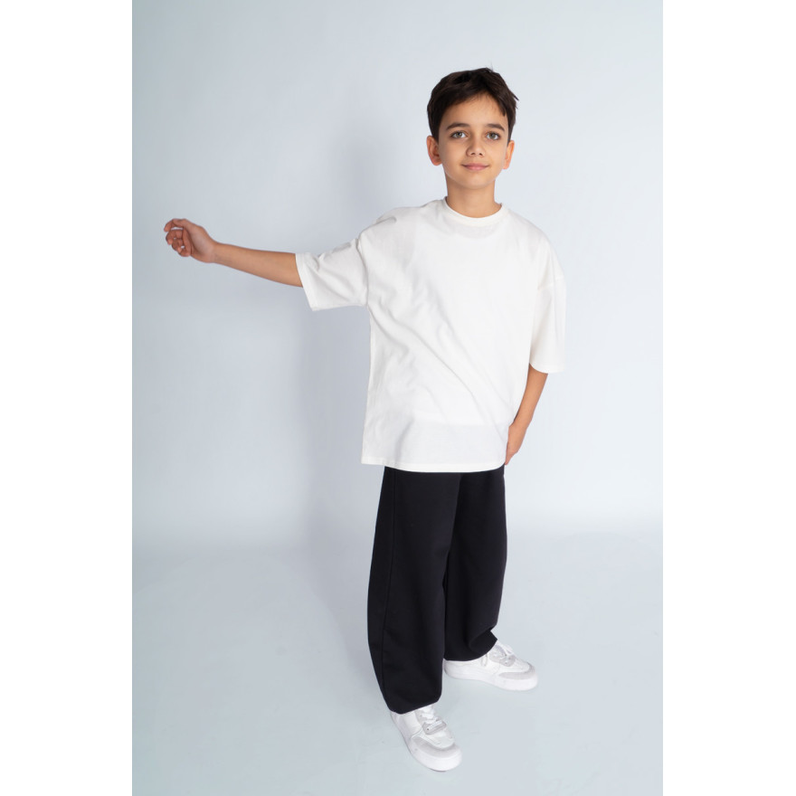 Czarne SPODNIE VIBE dresowe szerokie ze ściągaczem dresówka PĘTELKA regulowane w pasie