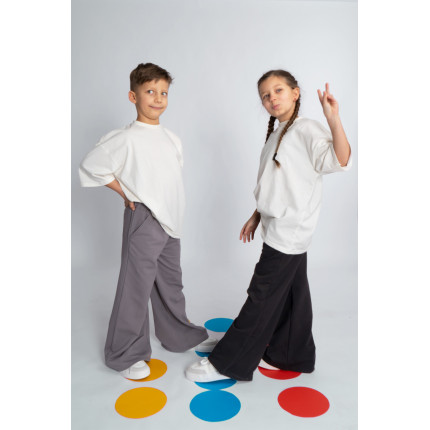 Czarne SPODNIE LOOSE dresowe szerokie luźne dresówka PĘTELKA regulowane w pasie