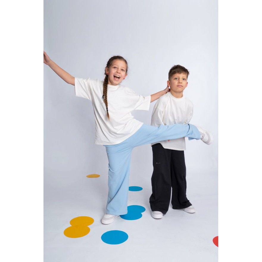 Baby blue niebieskie SPODNIE LOOSE dresowe szerokie luźne dresówka PĘTELKA regulowane w pasie