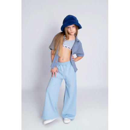 Baby blue niebieskie SPODNIE LOOSE dresowe szerokie luźne dresówka PĘTELKA regulowane w pasie