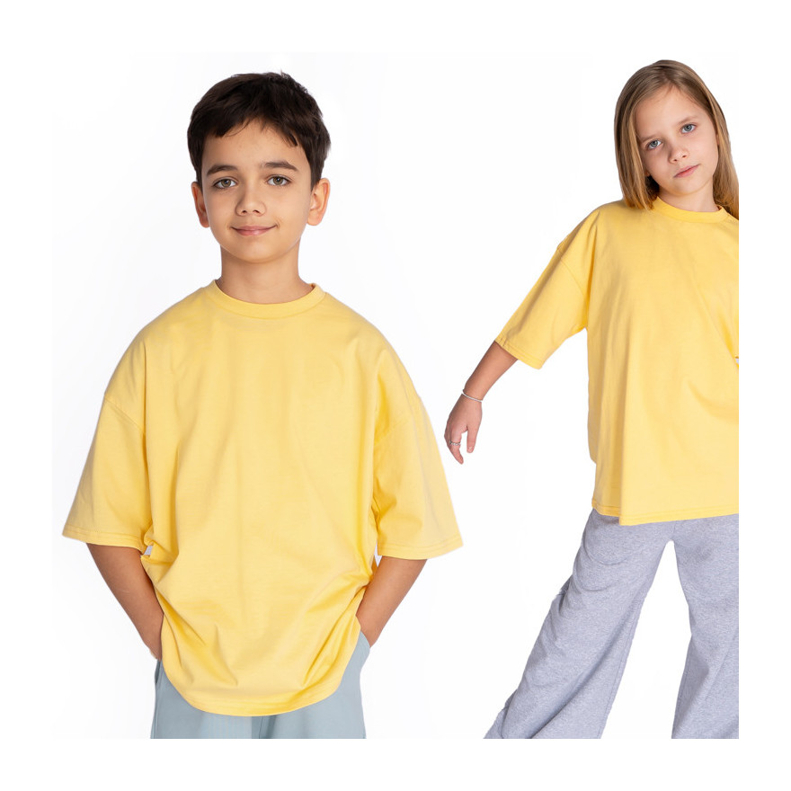 Żółta KOSZULKA OVERSIZE t-shirt krótki rękaw