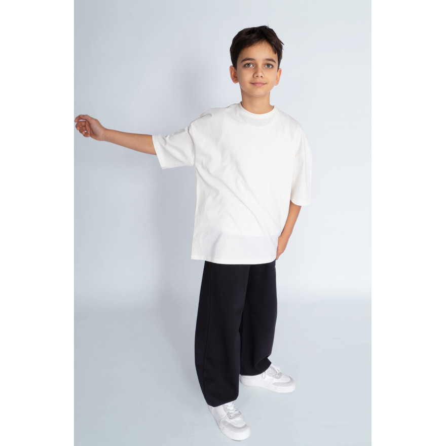 Biała ecru KOSZULKA OVERSIZE t-shirt krótki rękaw