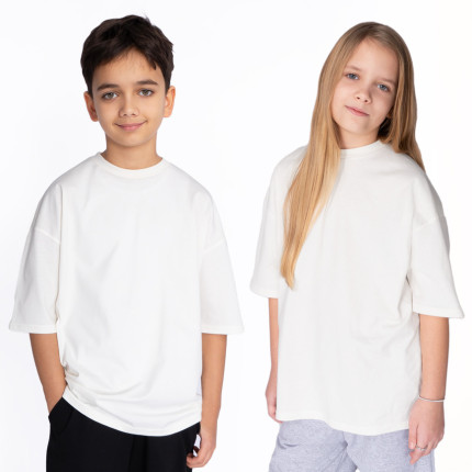 Biała koszulka oversize t-shirt dziecięcy z krótkim rękawem
