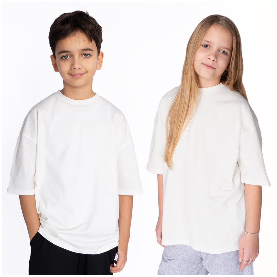 Biała ecru KOSZULKA OVERSIZE t-shirt krótki rękaw