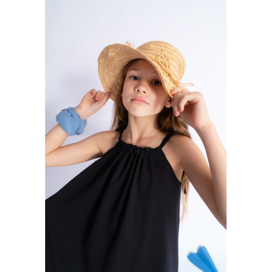 Czarna SUKIENKA SEA regulowana z falbanką na ramiączka