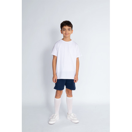 Strój na WF komplet gimnastyczny sportowy biała bluzka granatowe spodenki szkoła