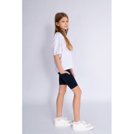Strój na WF komplet gimnastyczny sportowy biała bluzka czarne kolarki szkoła