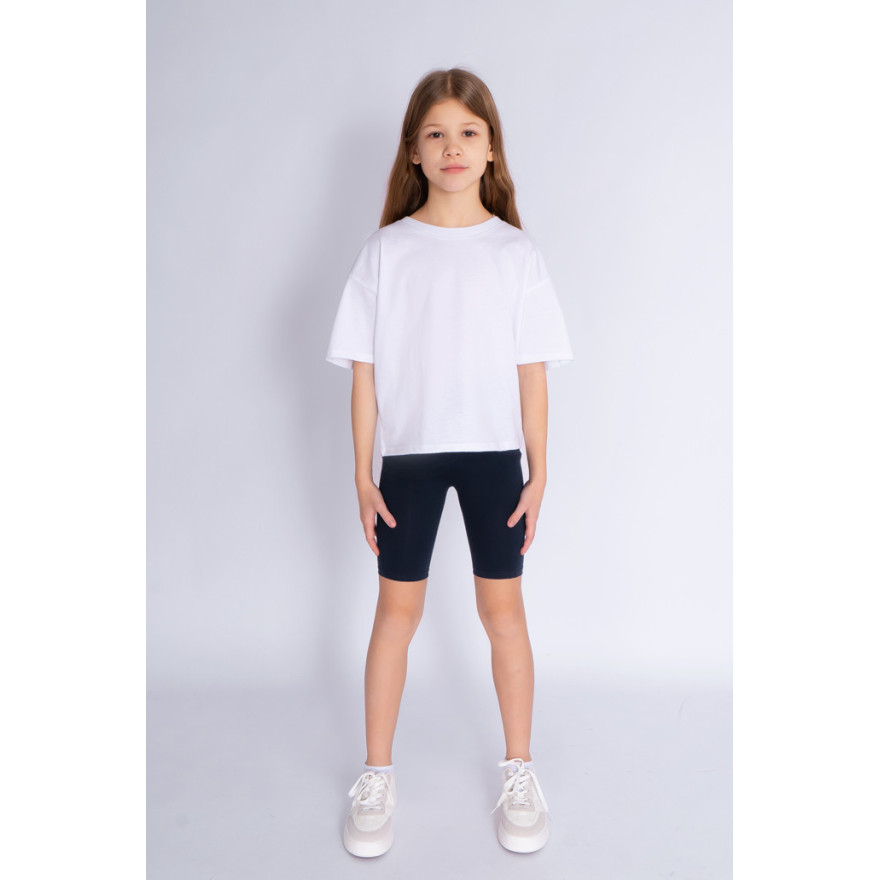 Strój na WF komplet gimnastyczny sportowy biała bluzka czarne kolarki szkoła