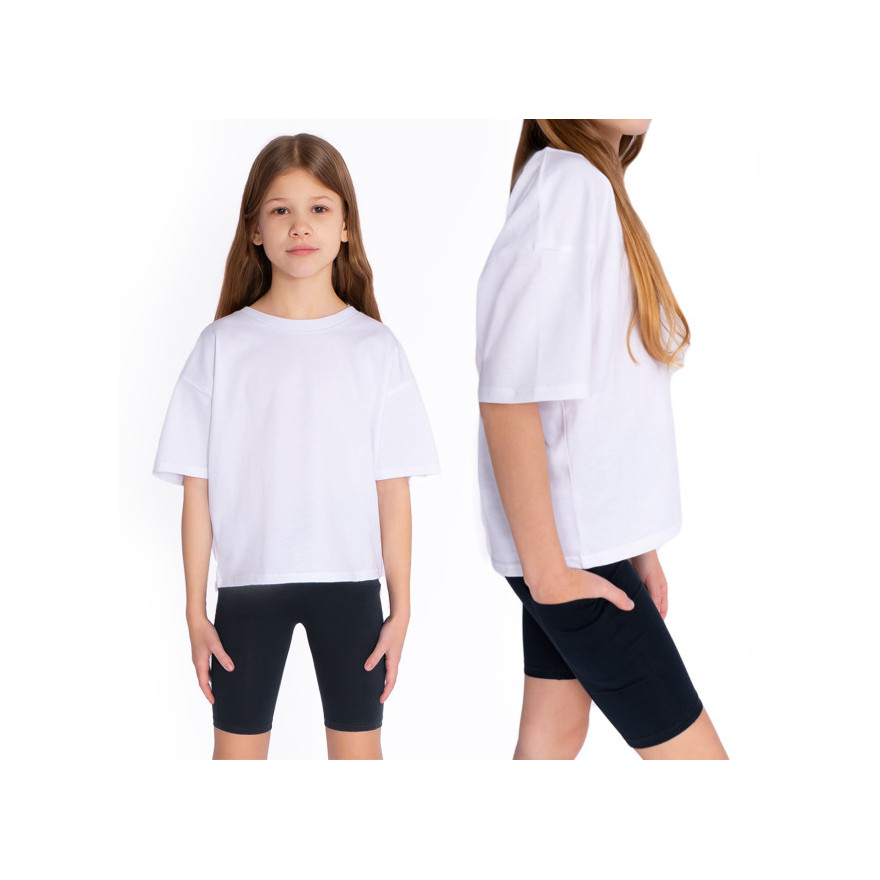 Strój na WF komplet gimnastyczny sportowy biała bluzka czarne kolarki szkoła