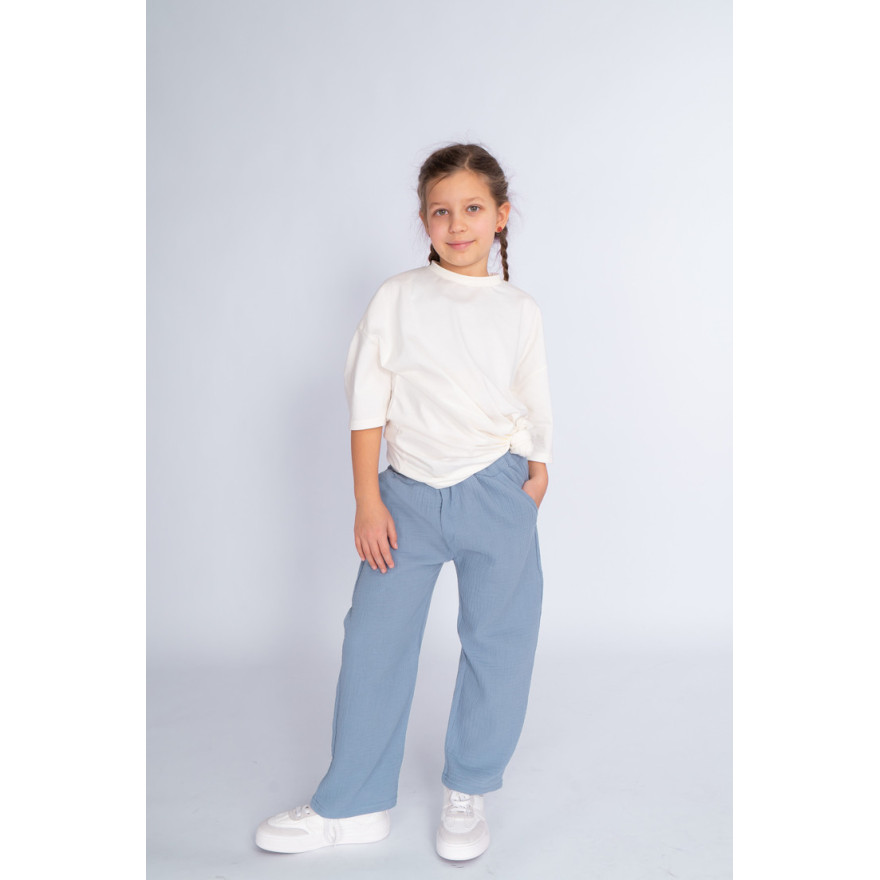 Jeans spodnie muślinowe do kostki 7/8 regulowane w pasie