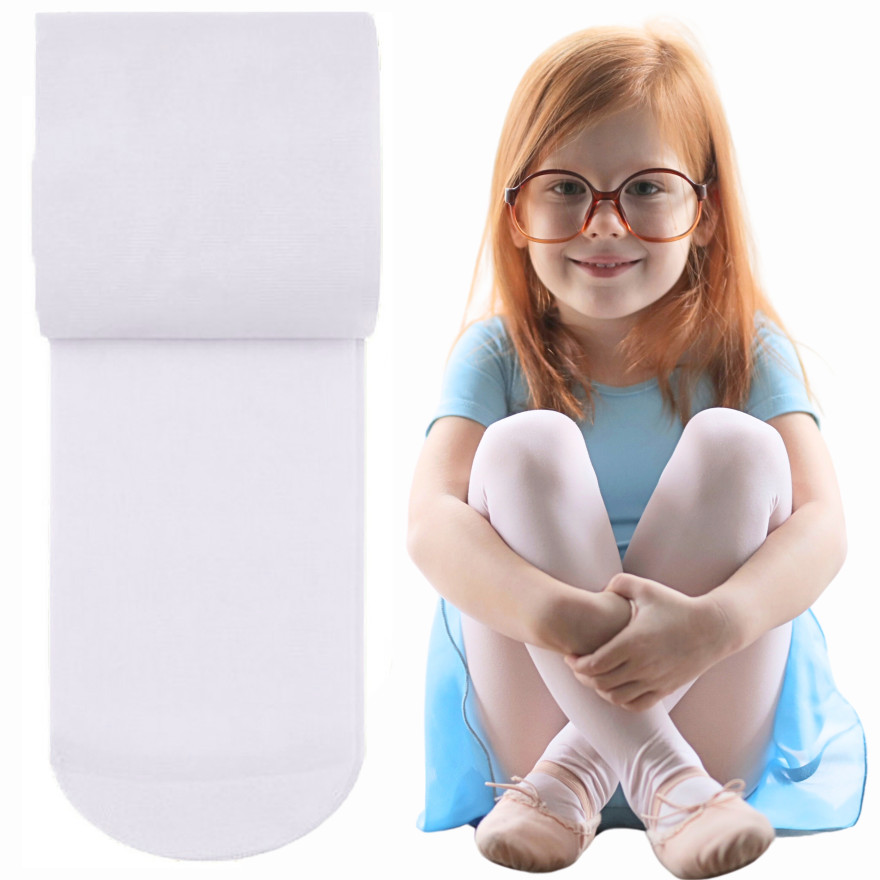 Białe RAJSTOPY dziewczęce mikrofibra NIELECĄCE OCZKA 20 DEN Julia