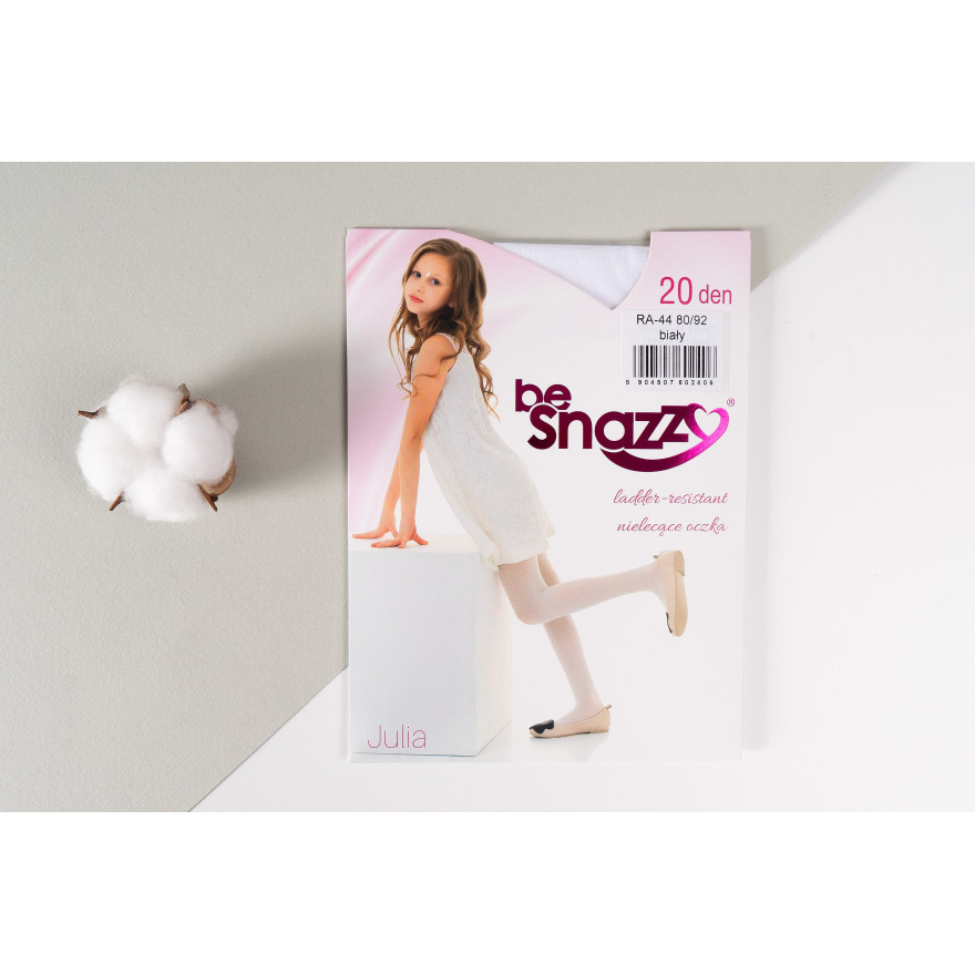 Białe RAJSTOPY dziewczęce mikrofibra NIELECĄCE OCZKA 20 DEN Julia