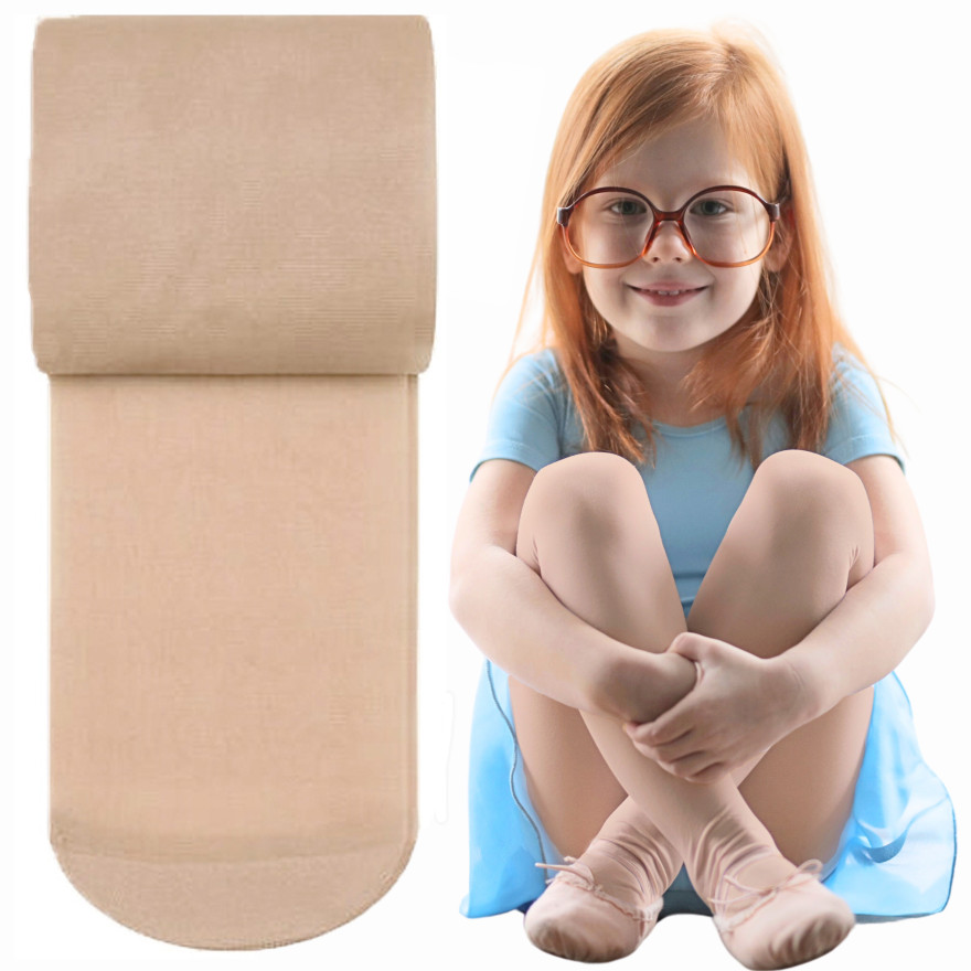 Beżowe RAJSTOPY dziewczęce mikrofibra cieliste NIELECĄCE OCZKA 20 DEN Julia