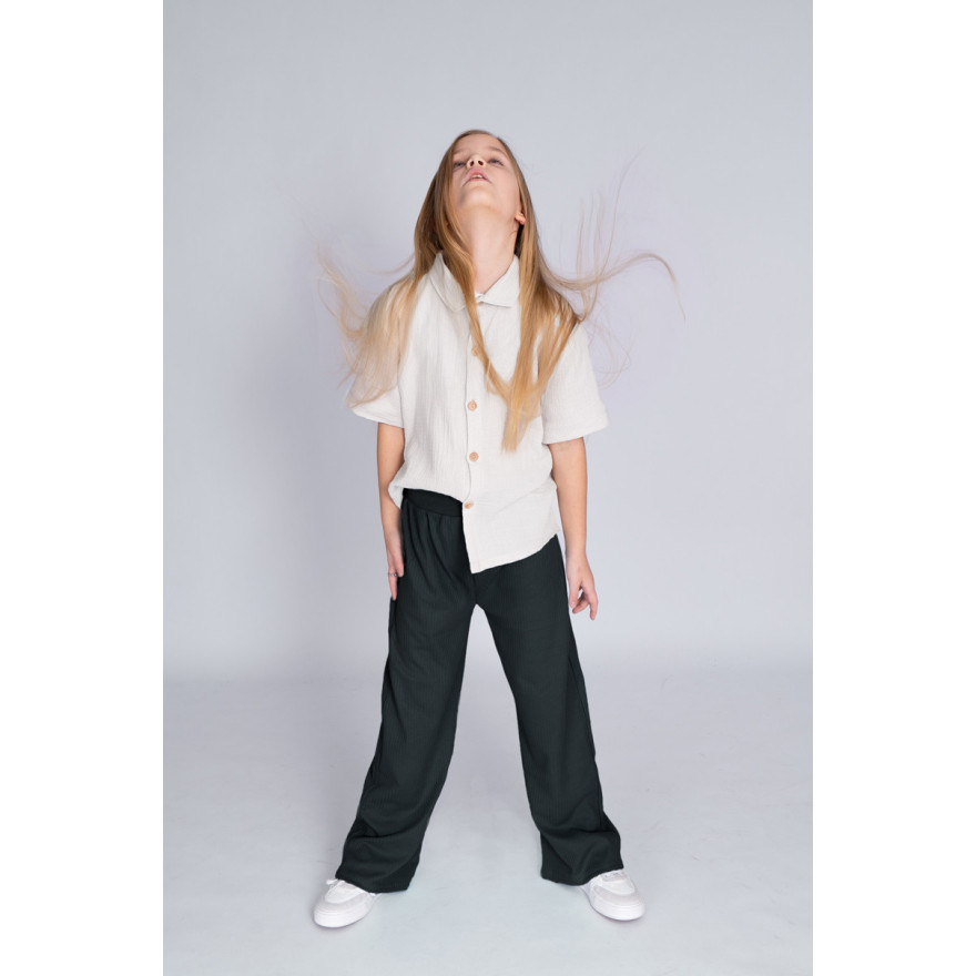 Czarne spodnie szeroka nogawka wide leg prążek regulowane w pasie wiosna lato szkoła