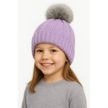 Wrzosowa czapka zimowa dziewiarska