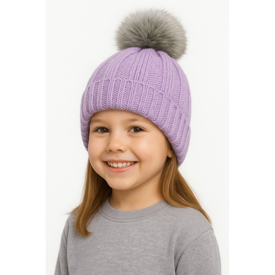 Wrzosowa czapka zimowa dziewiarska