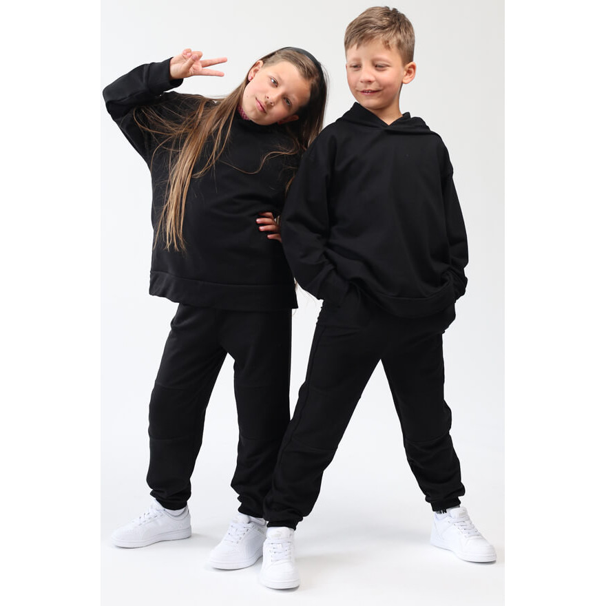 Spodnie dresowe SALTO czarne WZMOCNIONE KOLANA ze ściągaczami i regulacją w pasie