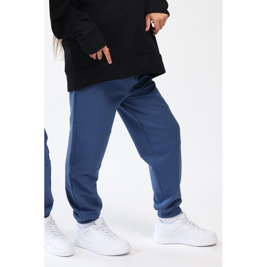 Spodnie dresowe SALTO granatowe WZMOCNIONE KOLANA ze ściągaczami i regulacją w pasie