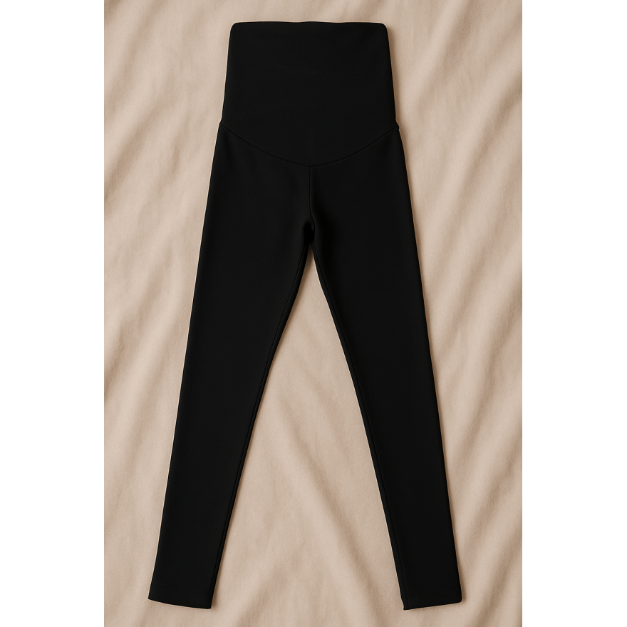 Legginsy ciążowe MAMA czarne bezuciskowe z panelem getry wiosna lato
